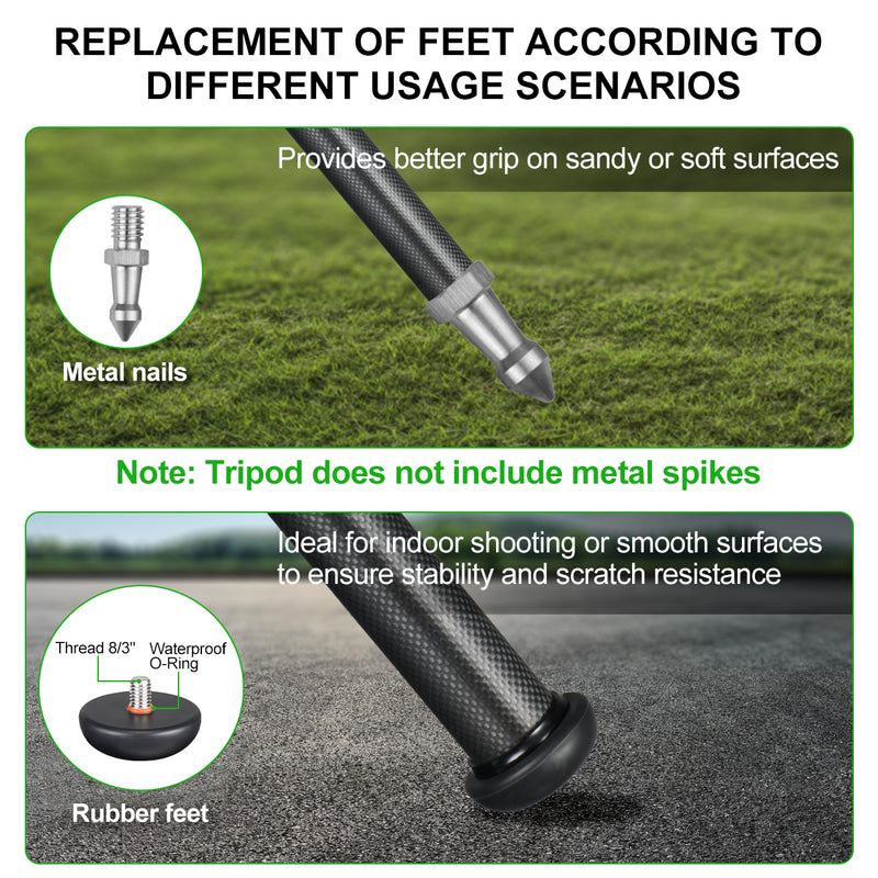 Load image into Gallery viewer, FANAUE ST-45D Carbon Fiber Tripod  With Arca Swiss quick release plate clamp with Rotating Ball Head Adapter,Load 44lb/20kg
