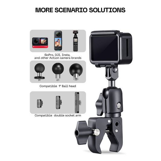 FANAUE Action Camera Mount with Super Crab Shaped Clamp
