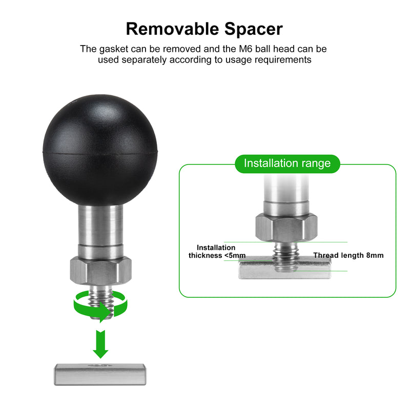 Load image into Gallery viewer, FANAUE M6T Track Ball with T-bolt Attachment Consists of Ball Bead with M6*1.0 Thread
