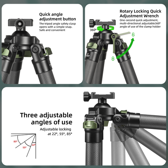 FANAUE Shooting Tripod (ST-30 ST-45 ST-65)with Durable Aluminum and Carbon Fiber Frames