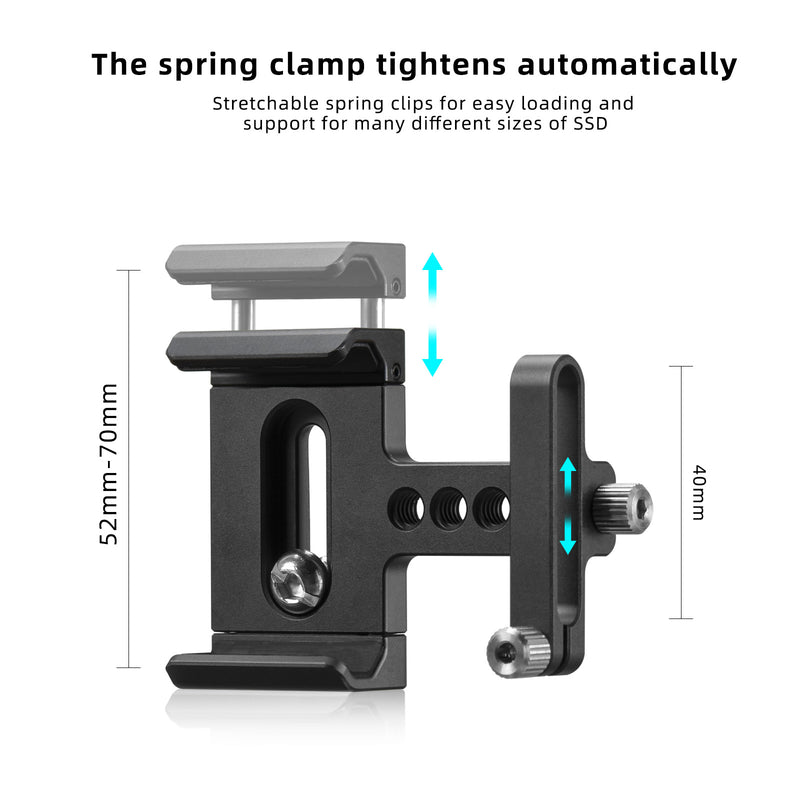 Load image into Gallery viewer, FANAUE SSD Mount Bracket SSD Holder for Samsung T5/T7 SSD, SanDisk SSD, SanDisk SSD T5/T7/T2, Compatible with SmallRig Cage for BMPCC 6K Pro - 3272
