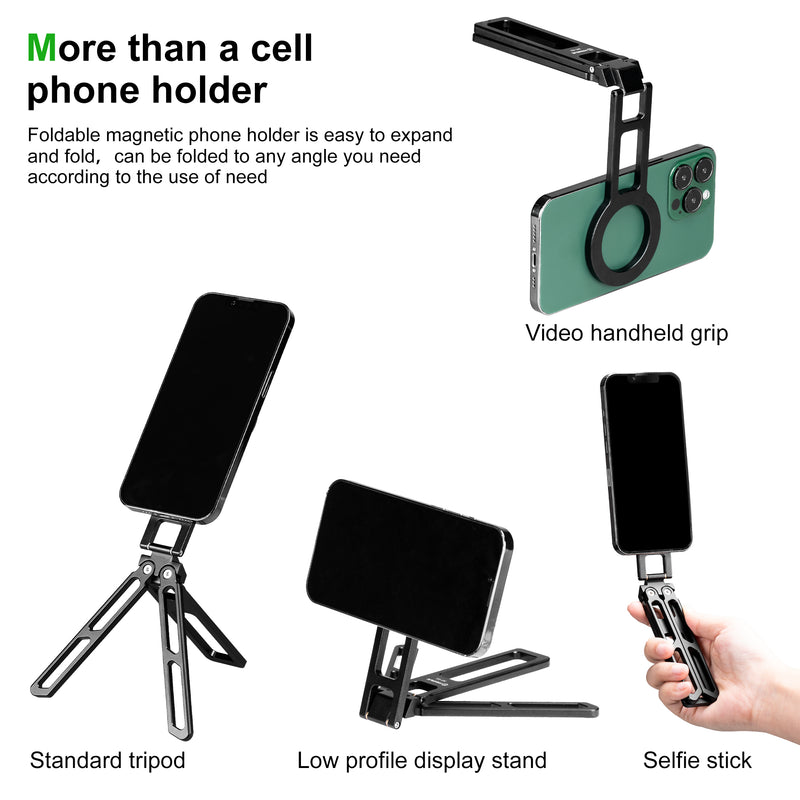 Load image into Gallery viewer, FANAUE Magnetic Pocket Phone Tripod Foldable Compatible with Magsafe iPhone Plus Pro Max Series, Magnetic Phone Holder for 4.5-7.5&quot; phone
