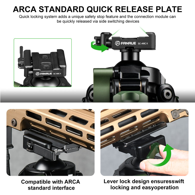 Load image into Gallery viewer, FANAUE ST-45D3 Carbon Fiber Tripod  With Arca Swiss quick release plate clamp with Rotating Ball Head Adapter,Load 44lb/20kg

