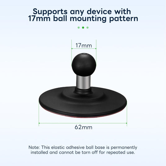 FANAUE Suction Cup Base for Mounting on Car Dashboards Compatible with 17mm Double Socket Arm