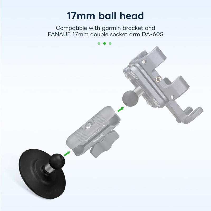 Load image into Gallery viewer, FANAUE Suction Cup Base for Mounting on Car Dashboards Compatible with 17mm Double Socket Arm
