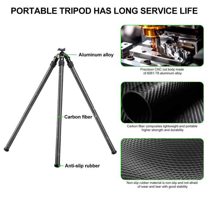 Load image into Gallery viewer, FANAUE ST-45D Carbon Fiber Tripod  With Arca Swiss quick release plate clamp with Rotating Ball Head Adapter,Load 44lb/20kg
