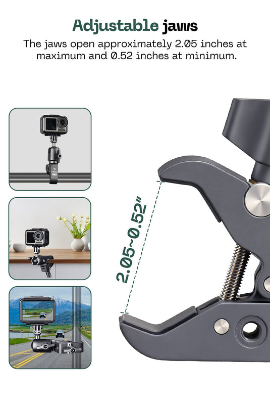 FANAUE Action Camera Mount with Super Crab Shaped Clamp