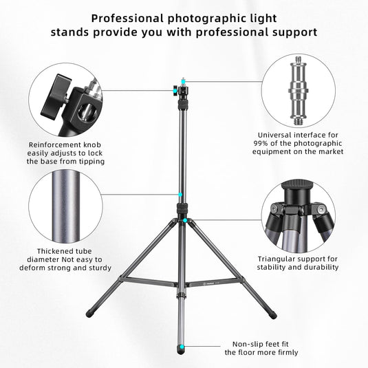 FANAUE LT-01 Light Stand Made of Aluminum Alloy Height Adjustable with Universal Screw Adapter