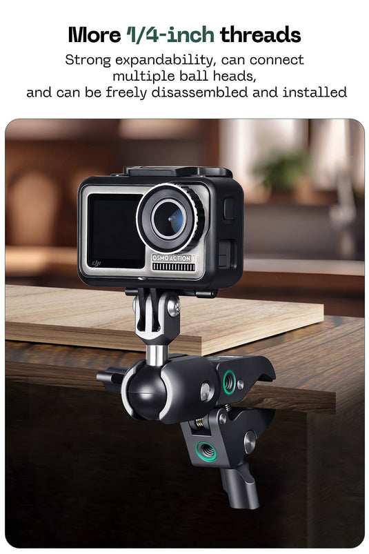 FANAUE Action Camera Mount with Super Crab Shaped Clamp