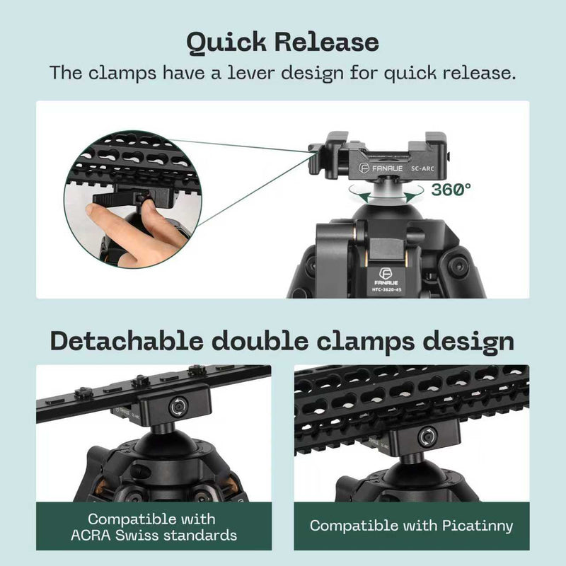 Load image into Gallery viewer, FANAUE HTC series Interted Carbon Fiber Tripod For Hunting Shooting,Compatible With Arca Swiss And Picatinny Rail (2/3 section,Load:30kg)

