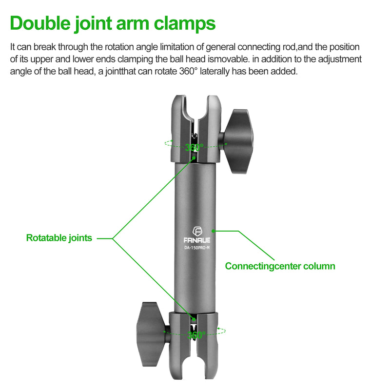 Load image into Gallery viewer, FANAUE Composite Double Socket Swivel Arm, 3.7&quot; Aluminum Mounting Arm Dual 20mm Socket Ends - Fits 20mm Attachment Ball
