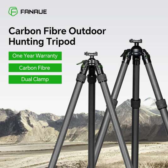 FANAUE Carbon Fiber Hunting Tripod for Rifle With Quick Release Clamp Compatibility Arca Swiss/RRS Dovetail/Picatinny