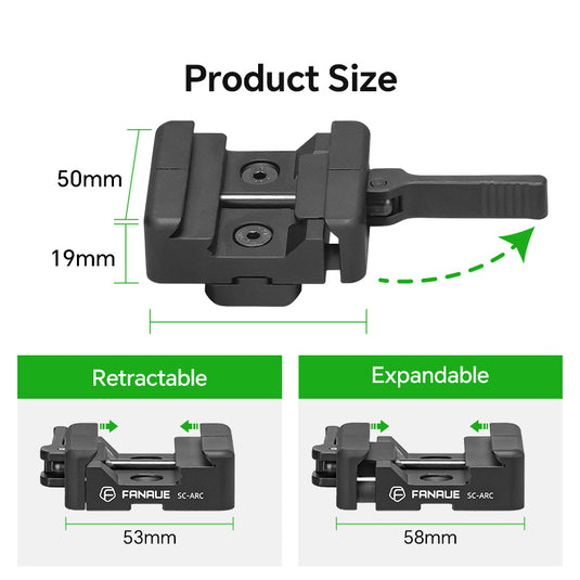 FANAUE SC-ARC Bipod Clamp Quick Release with Adapter Mount-Arca Swiss/RRS Dovetail to Picatinny for Tripod