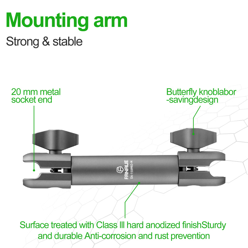 Load image into Gallery viewer, FANAUE Composite Double Socket Swivel Arm, 3.7&quot; Aluminum Mounting Arm Dual 20mm Socket Ends - Fits 20mm Attachment Ball
