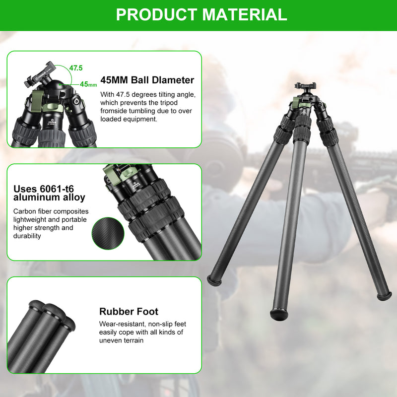 Load image into Gallery viewer, FANAUE ST-45D3 Carbon Fiber Tripod  With Arca Swiss quick release plate clamp with Rotating Ball Head Adapter,Load 44lb/20kg
