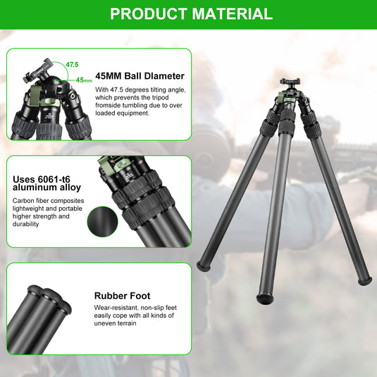 FANAUE ST-45D3 Carbon Fiber Tripod  With Arca Swiss quick release plate clamp with Rotating Ball Head Adapter,Load 44lb/20kg
