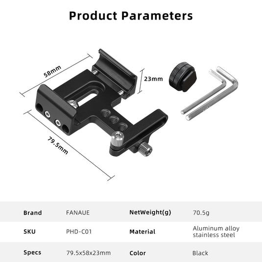 FANAUE SSD Mount Bracket SSD Holder for Samsung T5/T7 SSD, SanDisk SSD, SanDisk SSD T5/T7/T2, Compatible with SmallRig Cage for BMPCC 6K Pro - 3272