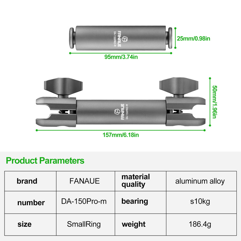 Load image into Gallery viewer, FANAUE Composite Double Socket Swivel Arm, 3.7&quot; Aluminum Mounting Arm Dual 20mm Socket Ends - Fits 20mm Attachment Ball
