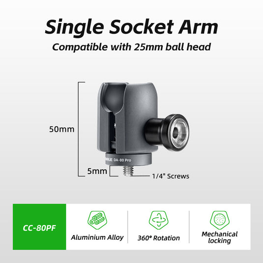 FANAUE Single Socket Arm Fit 25mm Ball Compatible with RAM mount 1"Ball