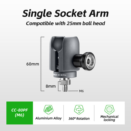 FANAUE Single Socket Arm Fit 25mm Ball Compatible with RAM mount 1"Ball