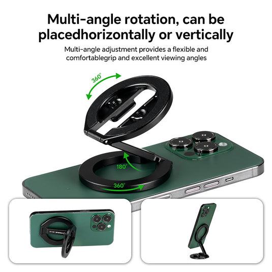 FANAUE MS-05 Dual Magnetic Ring Phone Holder Foldable Compatiable with 1/4"-20 Srew and Arca Swiss Standard