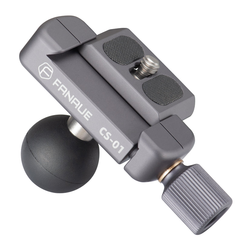 Load image into Gallery viewer, FANAUE CS-01 Arca Swiss/RRS Clamp with 1&quot; Ball Adapter and 1/4&quot; Screw for Professional Camera L Bracket Quick Release L Plate
