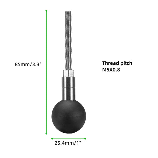FANAUE 1" Ball Assembly with M5 X 0.8 Threaded Post,DA-60 DA-90 Double Socket Arm Screw Replacement Assemblies