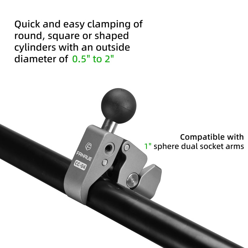 Load image into Gallery viewer, FANAUE CC-04 Strong rod Clamp with Detachable 1&quot; Ball Head
