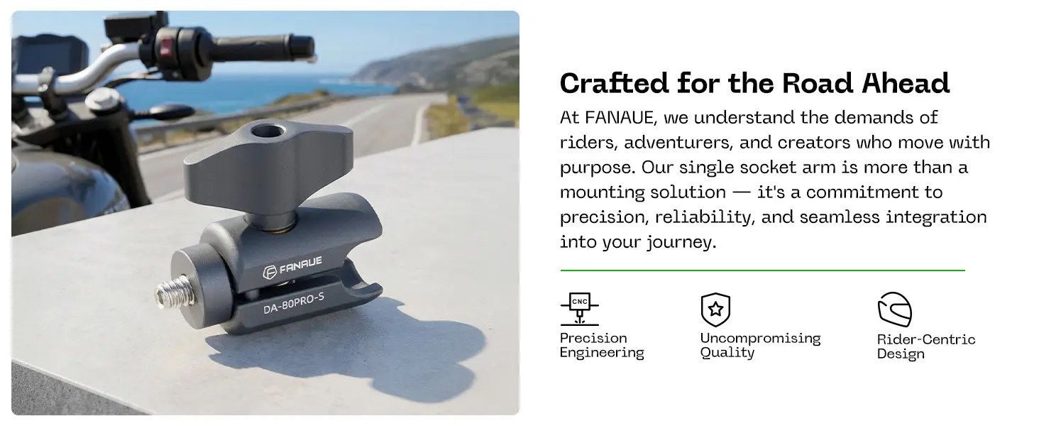 FANAUE Single Socket Arm with 1/4"-20 Thread,Compatible with 17mm(0.66inch) ball,Fits Bicycle, Motorcycle_6