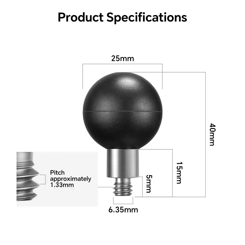 FANAUE B-1 Ball Adapter with 1/4"-20 Threaded Post,three models are available (25/20/17mm), compatible with the RAM mounting system._1