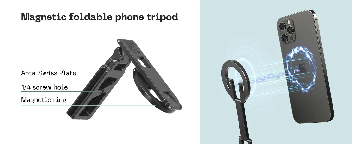 FANAUE MT-06 Magnetic Tripod Mount - 360° Adjustable Compatible with Arca Swiss_3