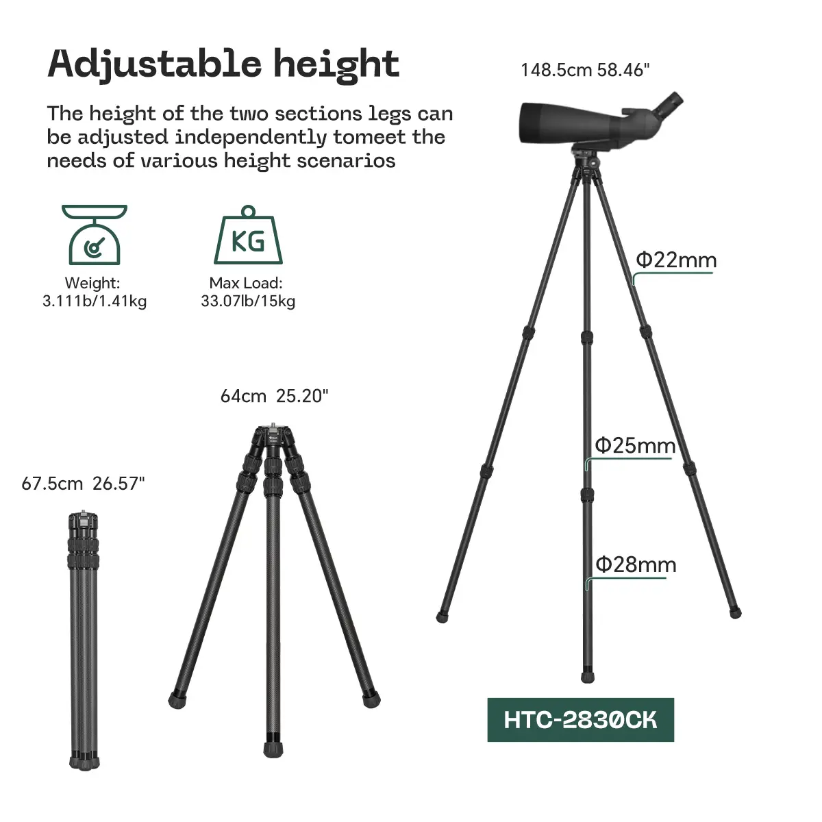 FANAUE CK Series Inverted Tripod Without Ball Head For Shooting Hunting Photography(Three models )_2