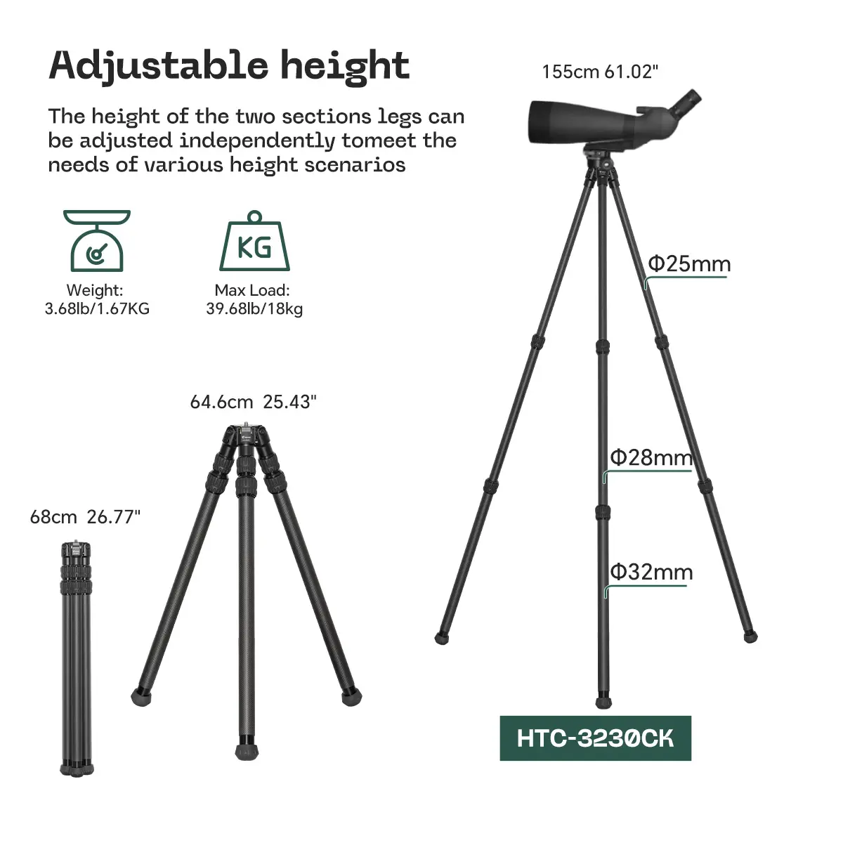 FANAUE CK Series Inverted Tripod Without Ball Head For Shooting Hunting Photography(Three models )_4