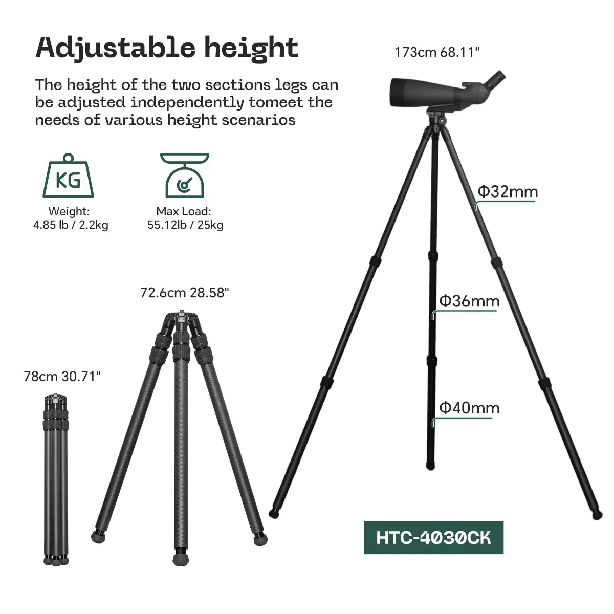 FANAUE CK Series Inverted Tripod Without Ball Head For Shooting Hunting Photography(Three models )_6