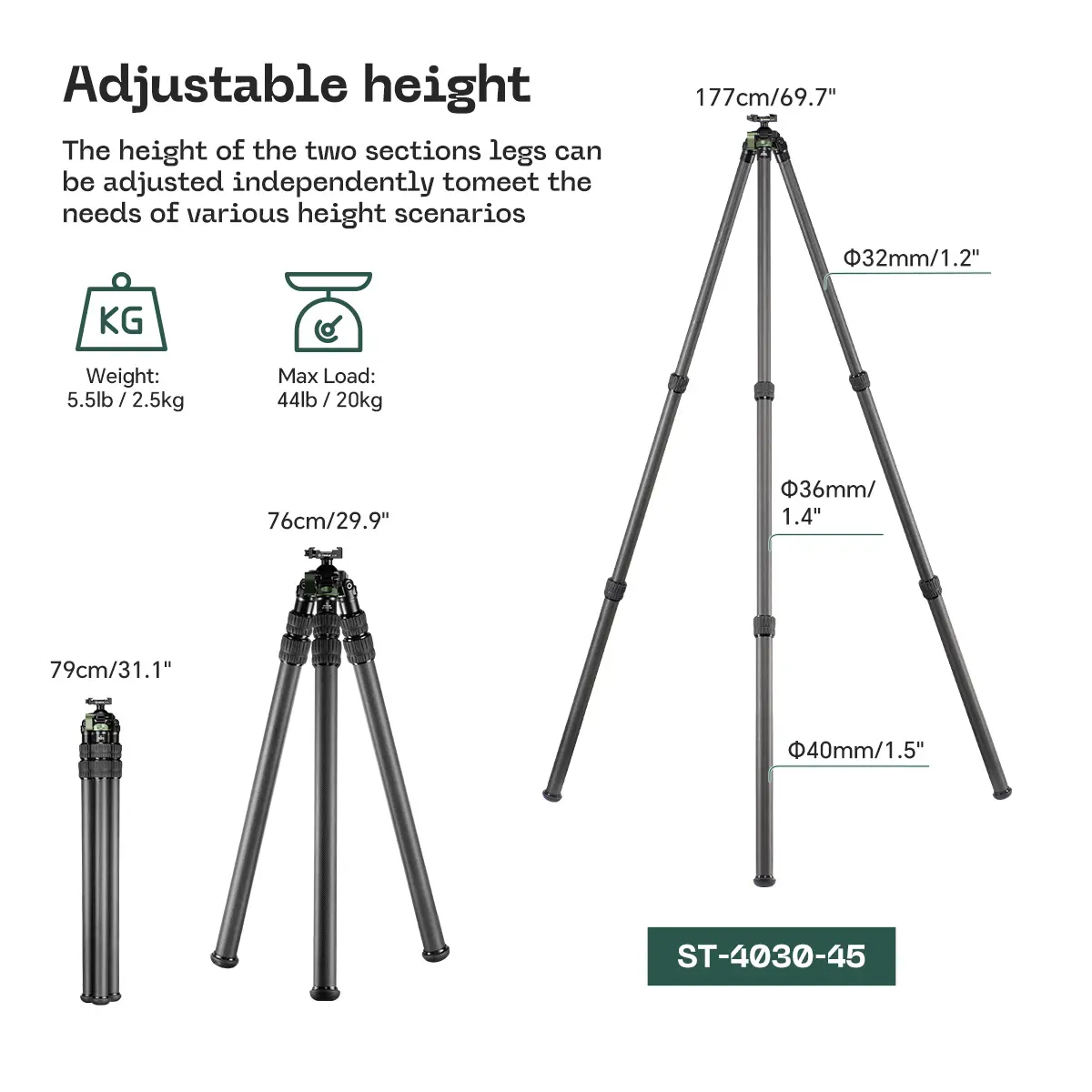FANAUE ST-4030-45T Hunting Inverted Leg Tripod Set（Tripod+Bino Adapter+Saddle Mount+Phone Digiscoping Adapter）_1