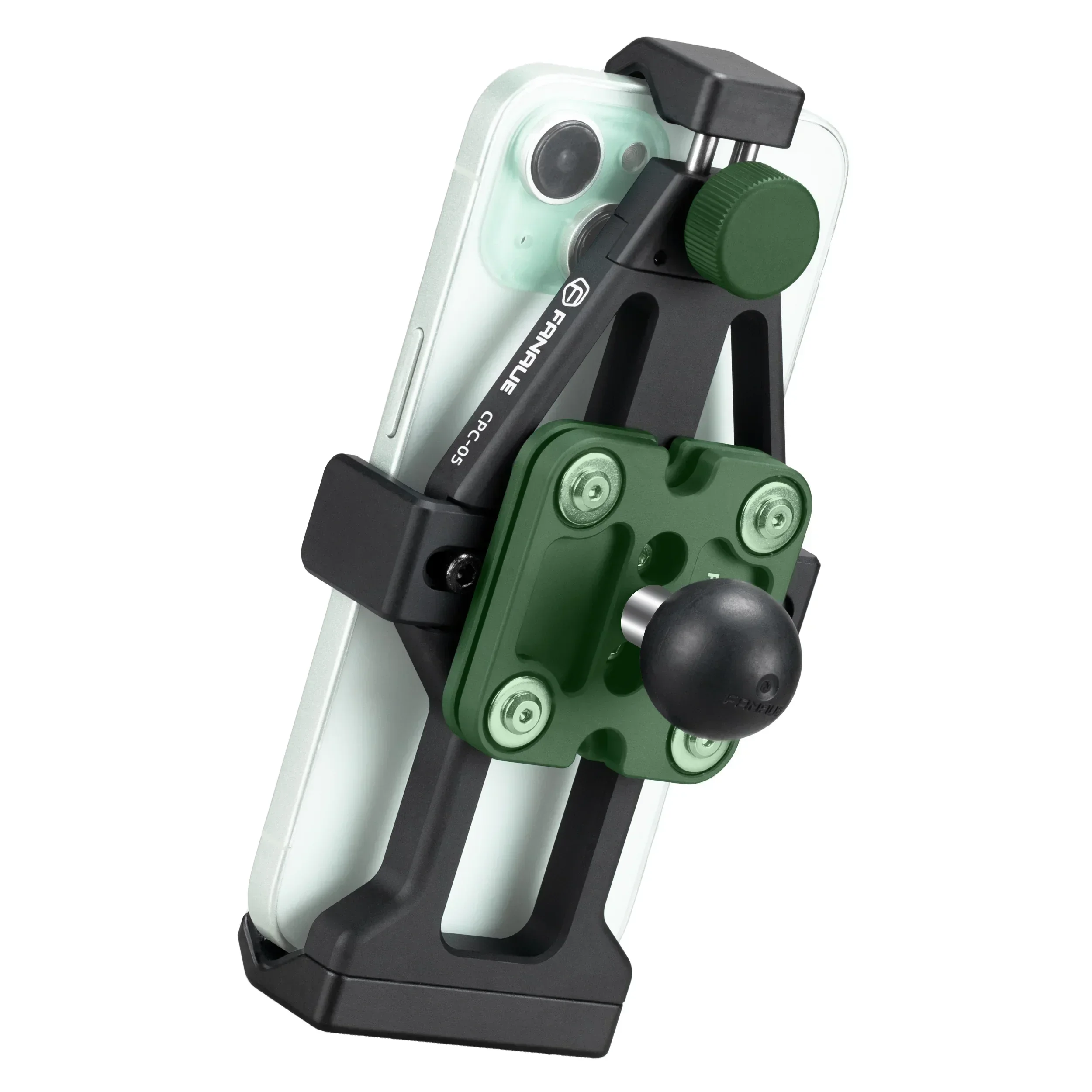 FANAUE CPC-05 Support de téléphone en aluminium avec adaptateur à rotule de 1 pouce, compatible avec bras RAM B et supports vélo/moto pour smartphones de 5,5 à 7 pouces