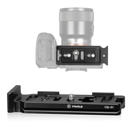 FANAUE CQL‑01 L‑Bracket Camera QR Plate, Arca‑Swiss Compatible L Plate for Vertical Horizontal Shooting, Aluminum L‑Mount Bracket for Mirrorless Cameras Sony Canon Nikon Fujifilm Panasonic