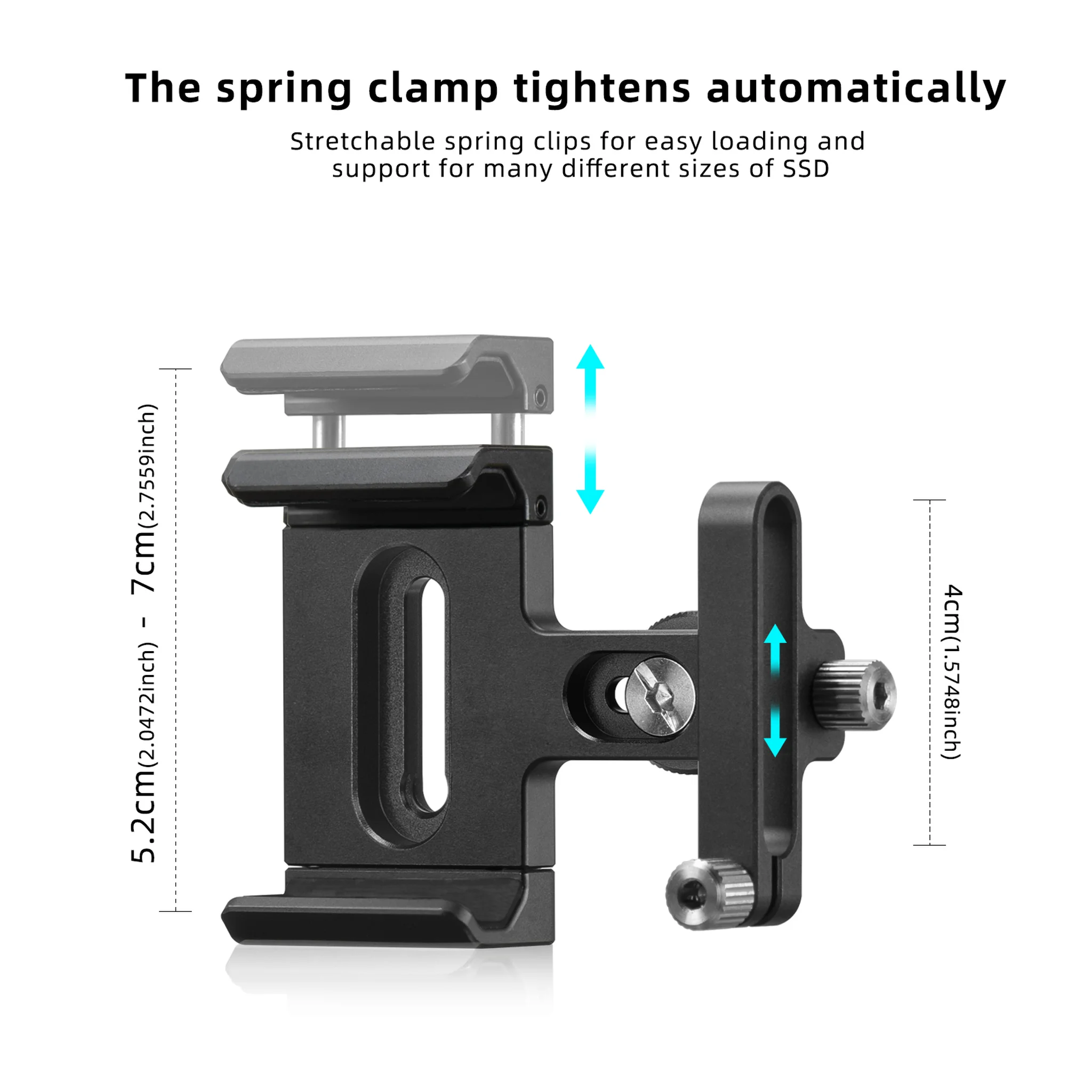 FANAUE SSD Mount Bracket SSD Holder for Samsung T5/T7 SSD, SanDisk SSD, SanDisk SSD T5/T7/T2, Compatible with SmallRig Cage for BMPCC 6K Pro - 3272