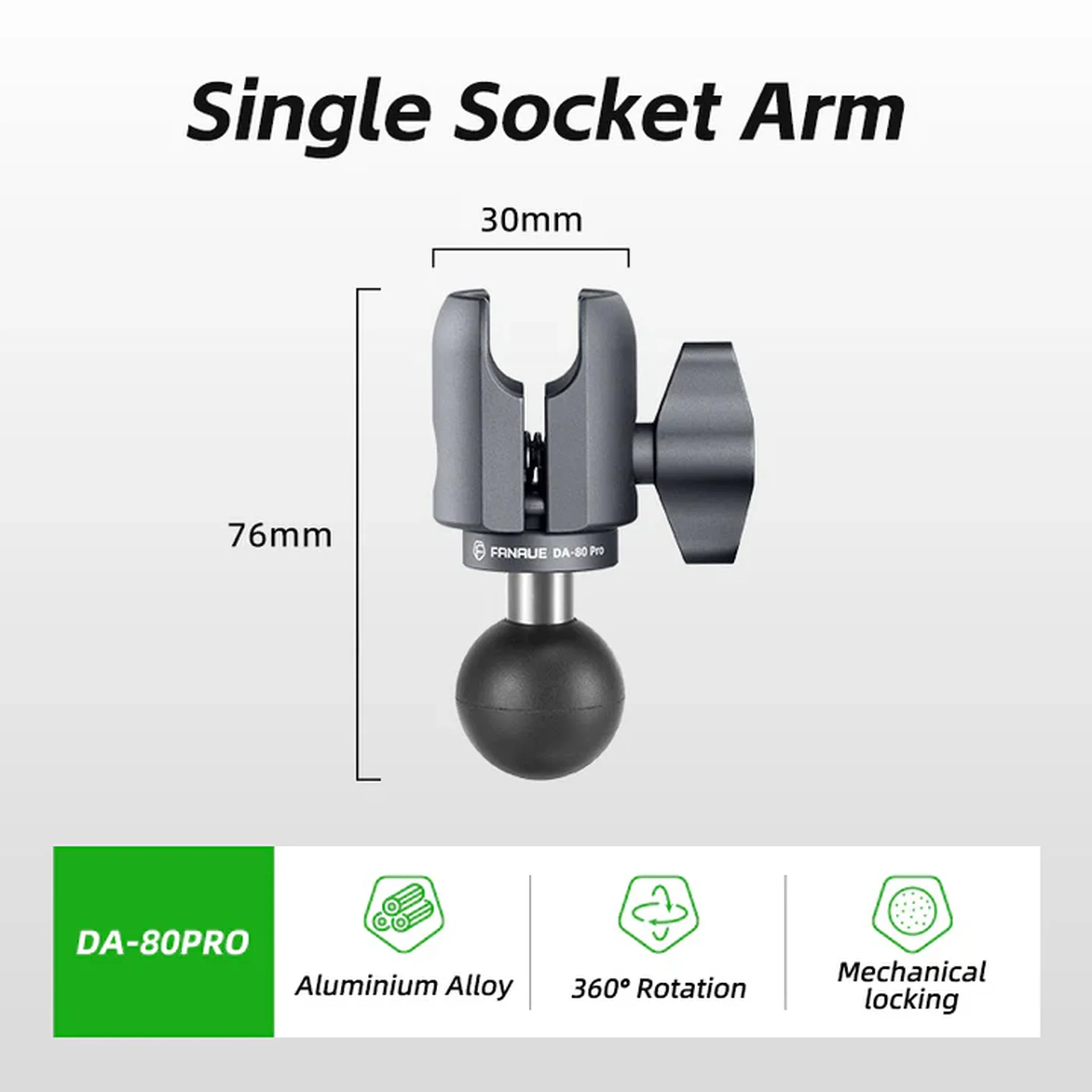 FANAUE Single Socket Arm Fit 25mm Ball Compatible with RAM mount 1"Ball Suitable for Various Screw Holes.