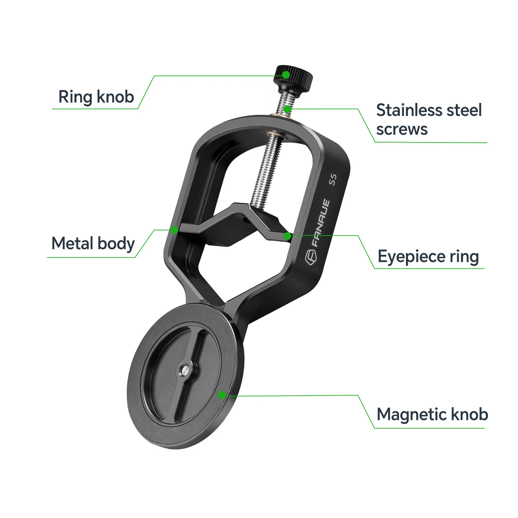 Magnetic Universal Spotting Scope Phone Adapter, Fits 2.16" Eyepiece Max（Only Available for iPhone）