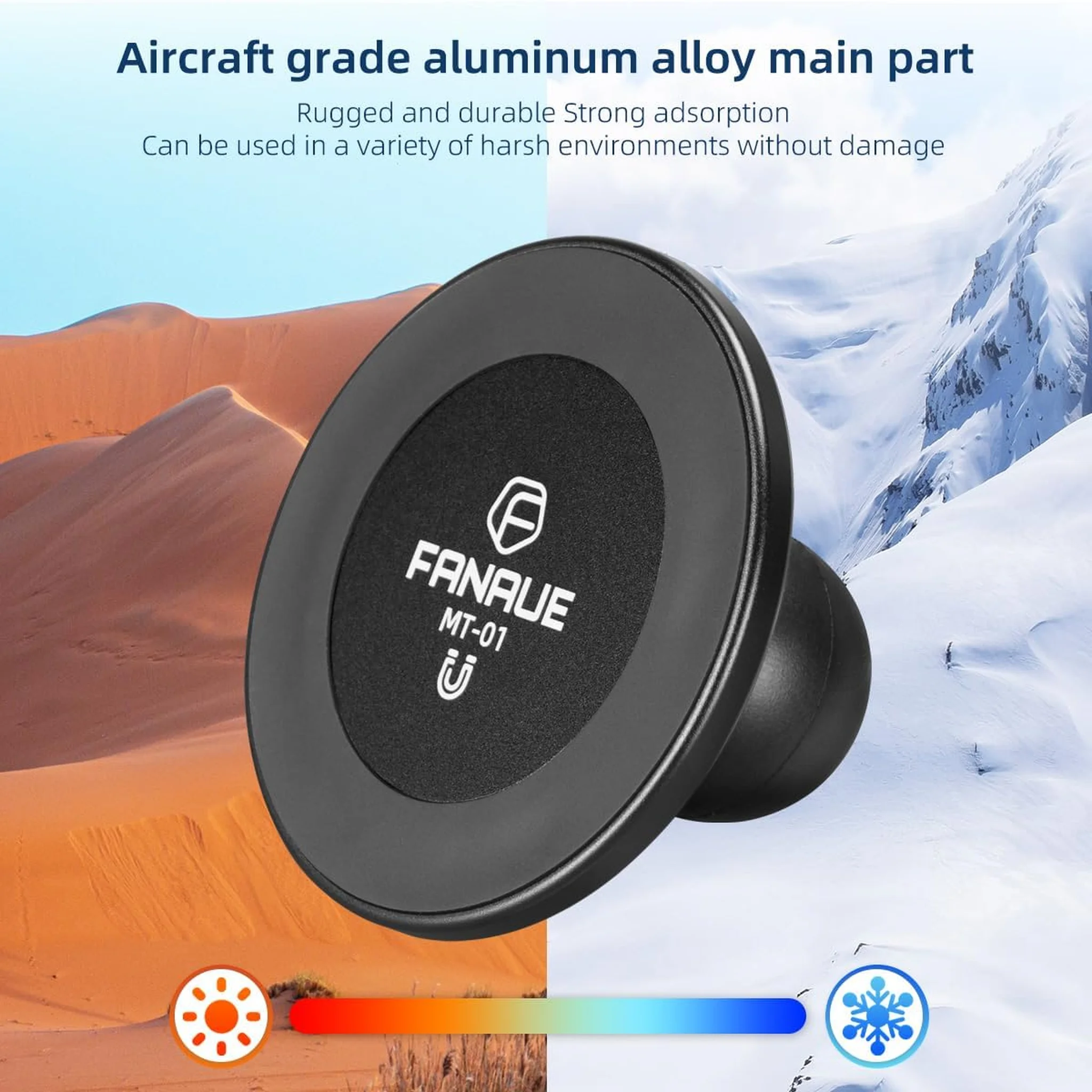 FANAUE Cell Phone Holder Base with 25/20/17mm Ball Head Magnetic Car Phone Mount Stand Compatible with RAM Mount B Size 1 inch, can be Mounted on car Dashboard, Windshield, Suitable for 4.7-7.5" Smartphone