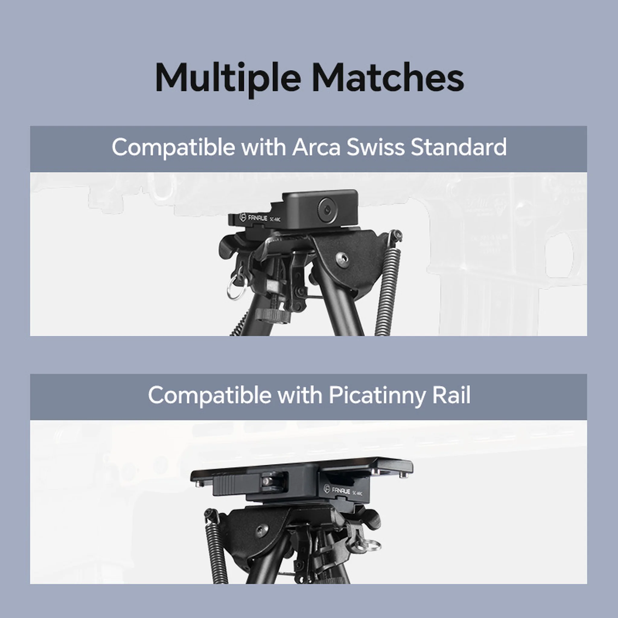 FANAUE SC-ARC Bipod Clamp Quick Release Lever-Release Arca Swiss RRS Mount Dovetail to Picatinny Adapter for monopods & bipods Hunting Tripod