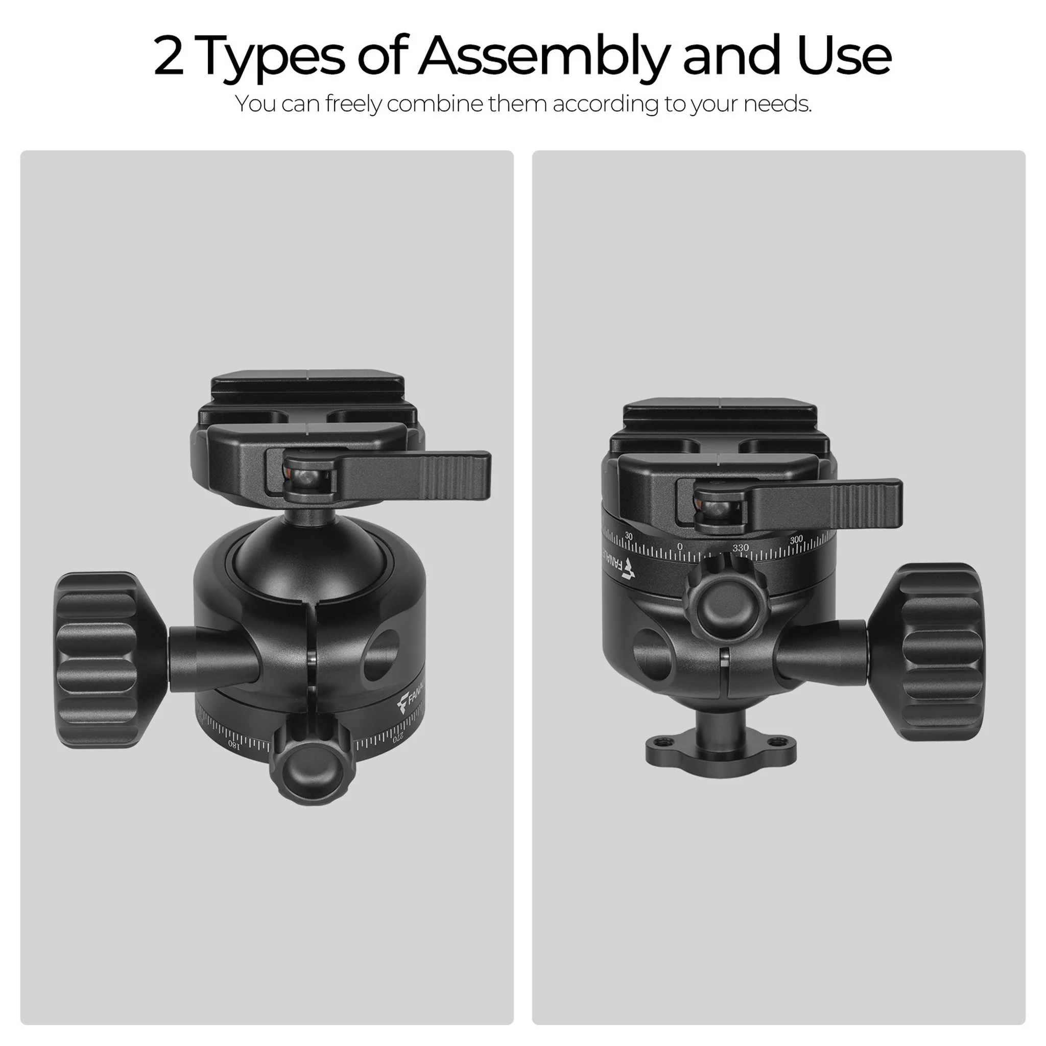 FANAUE XB-40T 360°Panning Ball head  for Tripod with Arca-Swiss Quick Release Plate (Base diameter 55 mm/2.16inch)