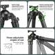 FANAUE ST-65 Carbon Fiber Tripod With Arca Swiss quick release plate clamp with Rotating Ball Head Adapter,Load 55.12lb/25KG