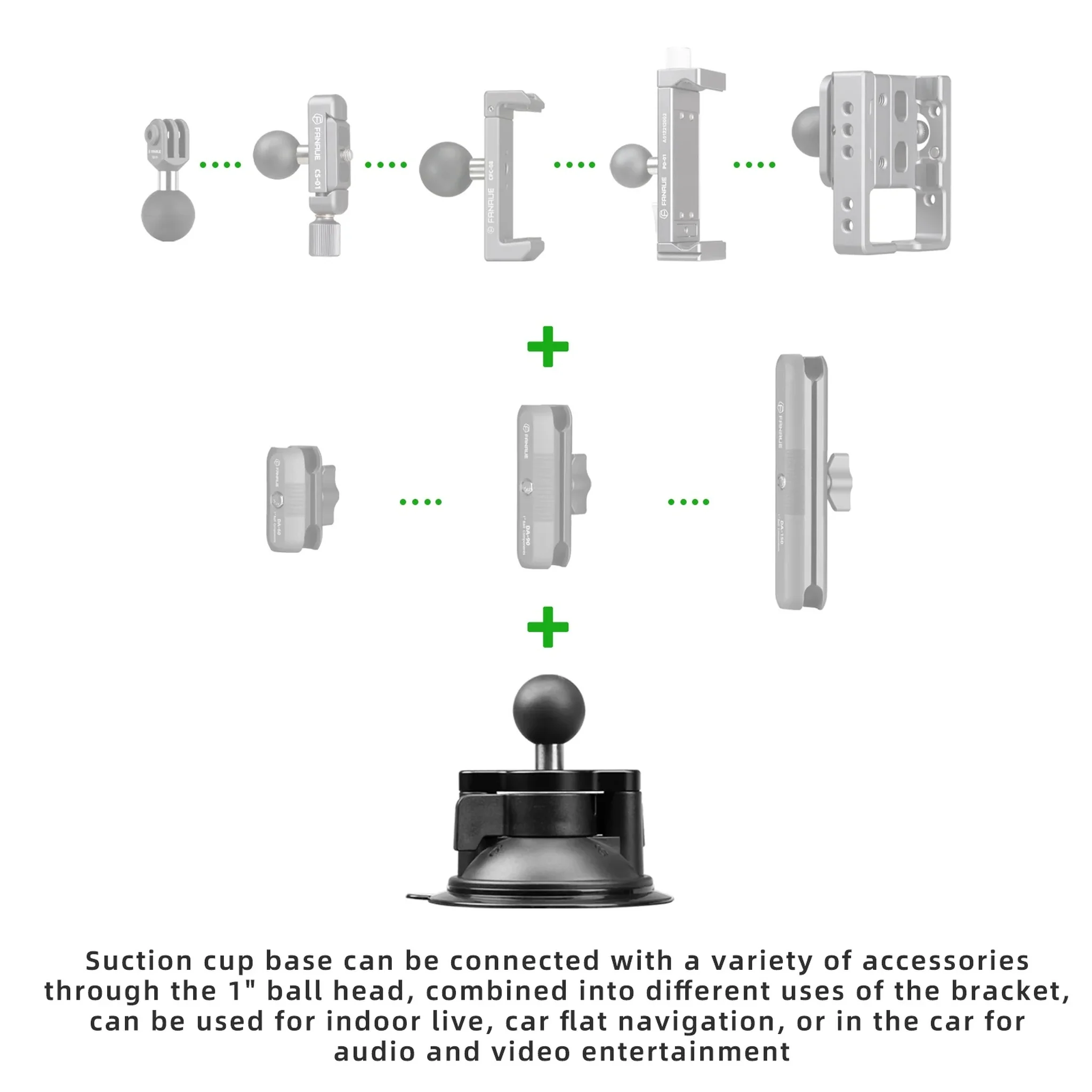 FANAUE Mount Twist-Lock Suction Cup Base with Vehicle Windshields SC-01 B Size 1" Ball for RAM Mounts