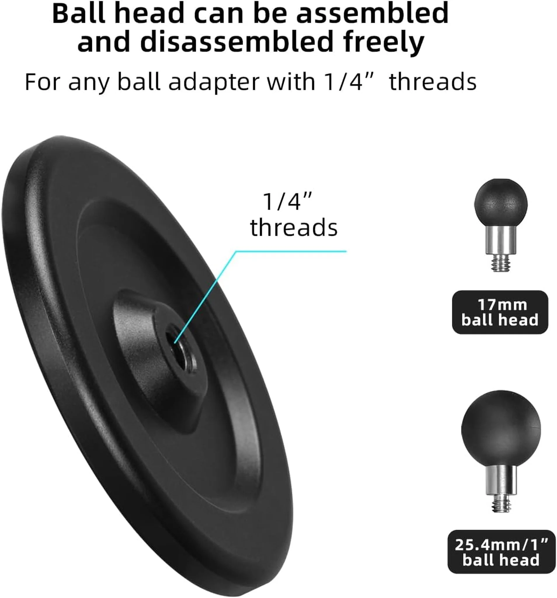 FANAUE Cell Phone Holder Base with 25/20/17mm Ball Head Magnetic Car Phone Mount Stand Compatible with RAM Mount B Size 1 inch, can be Mounted on car Dashboard, Windshield, Suitable for 4.7-7.5" Smartphone