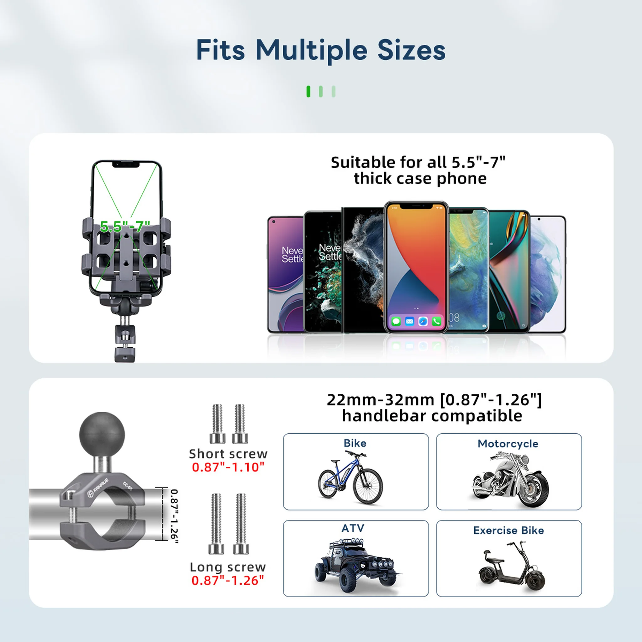 ANAUE Motorcycle Phone Mount Adapter with Shock Absorption Anti-Theft Function