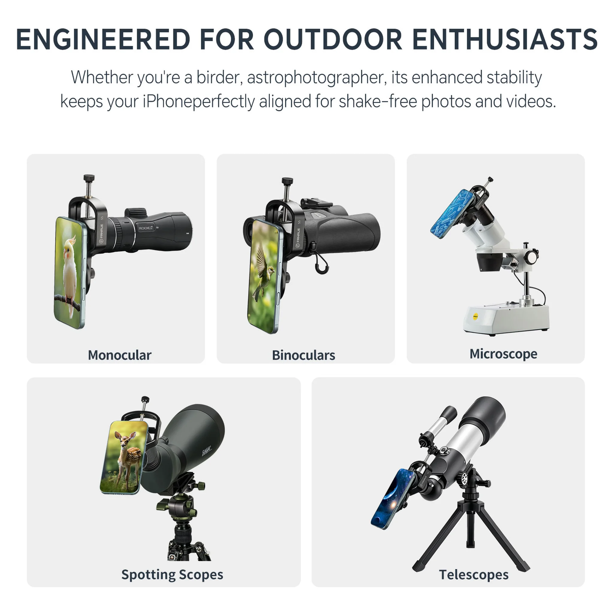 Magnetic Universal Spotting Scope Phone Adapter, Fits 2.16" Eyepiece Max（Only Available for iPhone）