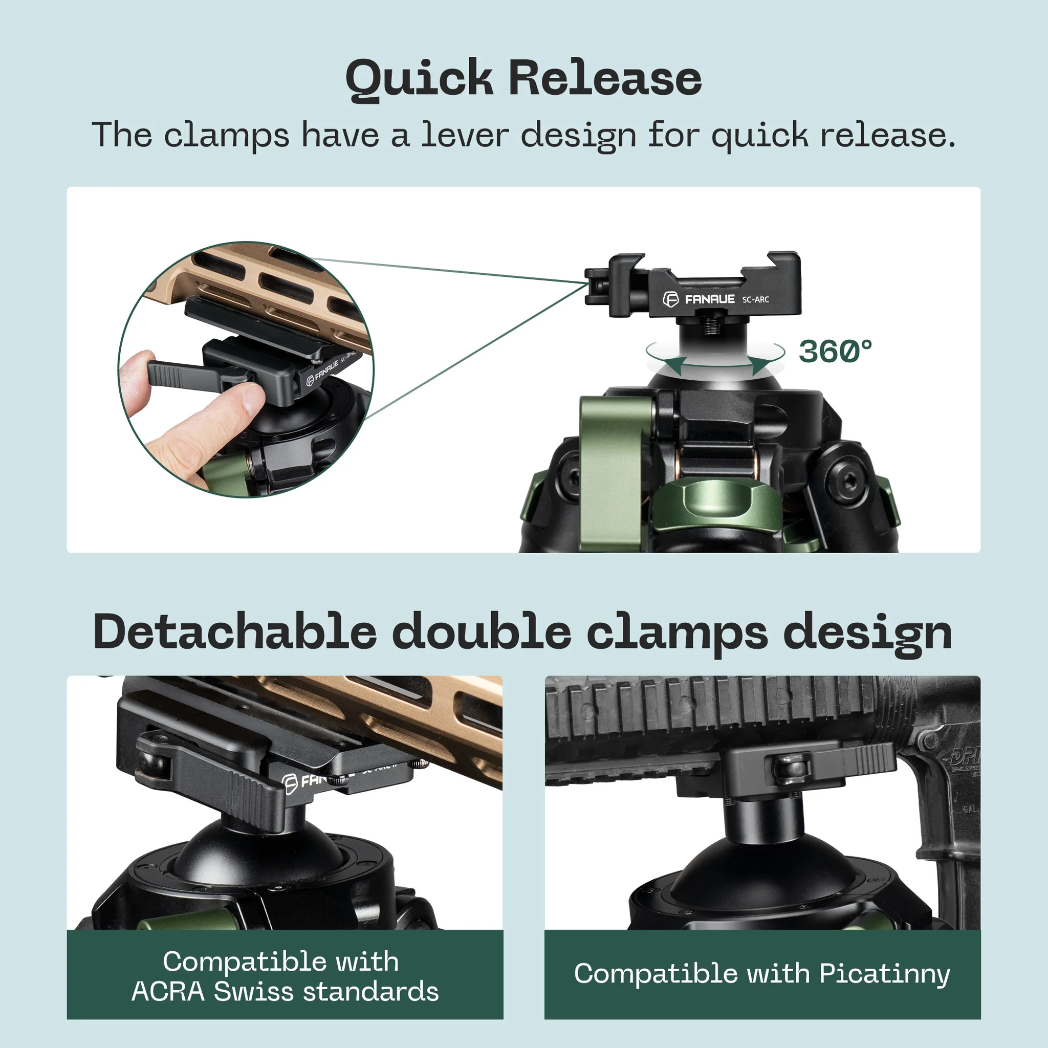 FANAUE ST Series Traditional Style Inverted 2 section Carbon Fiber Tripod Compatible With Arca Swiss and Picatinny Rail(Load 25/30kg)