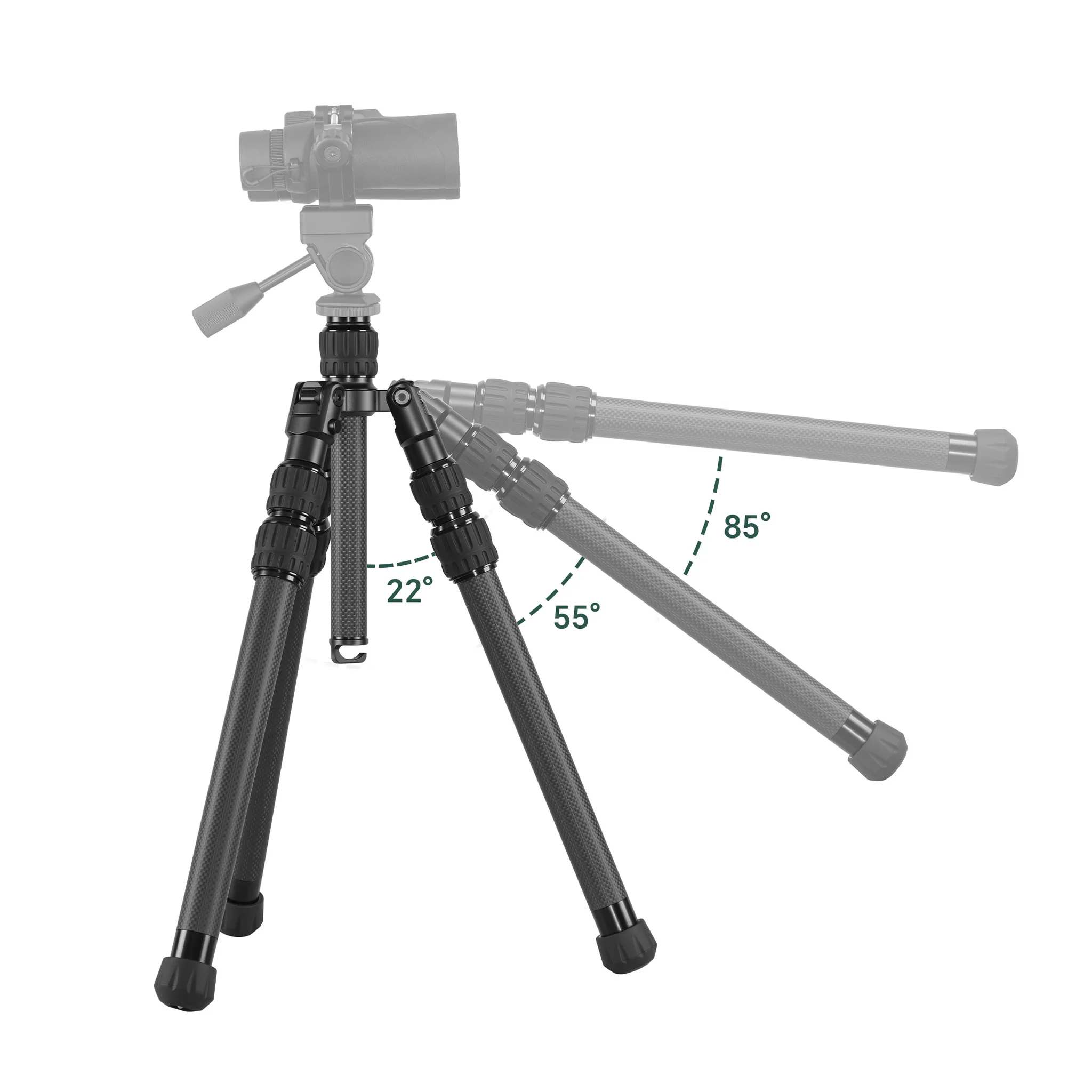 FANAUE HTC-2830CT Inverted Carbon Fiber Travel Tripod with Center Column for DSLR Cameras, 3-Sections, Load 12KG/26lb